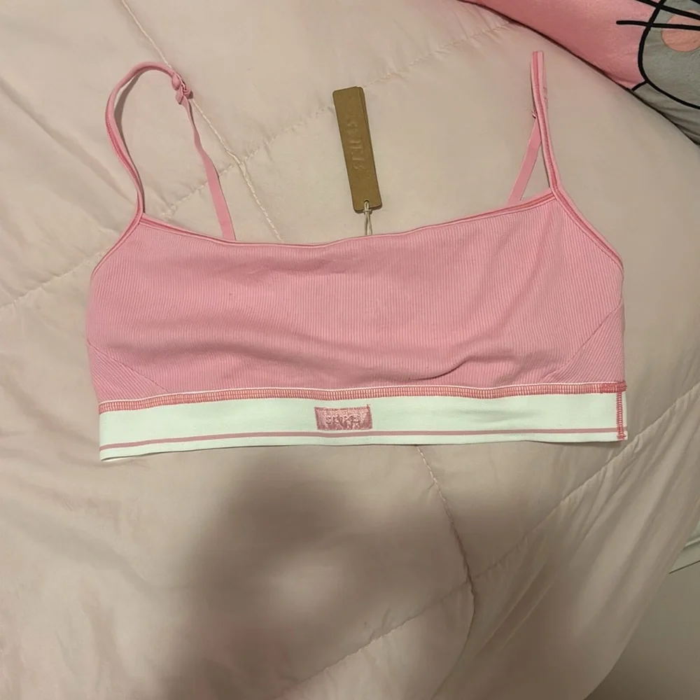 SKIMS Cotton Rib Scoop Bralette Bubble Gum - Picture 3 of 4
